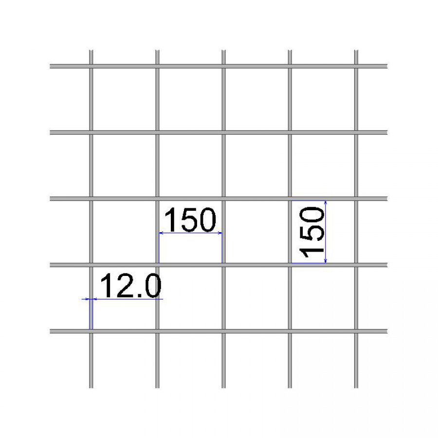 Сетка сварная 150х150х12 А500C размер карты 2х6