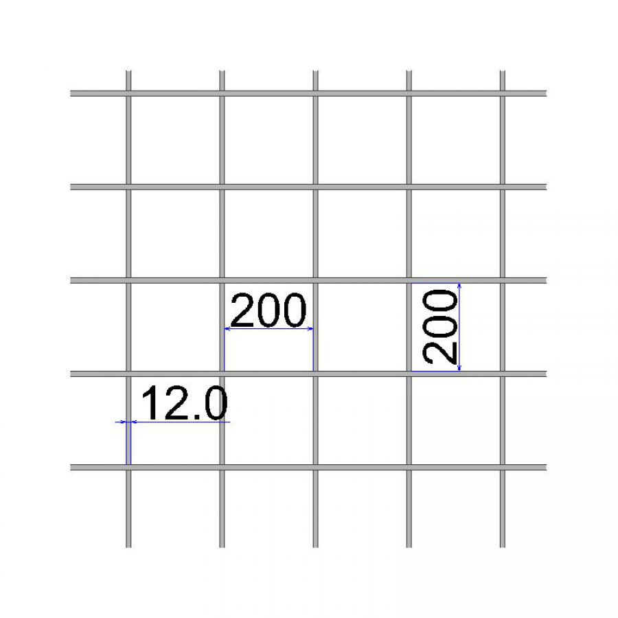Сетка сварная 200х200х12 А500С размер карты 2х6