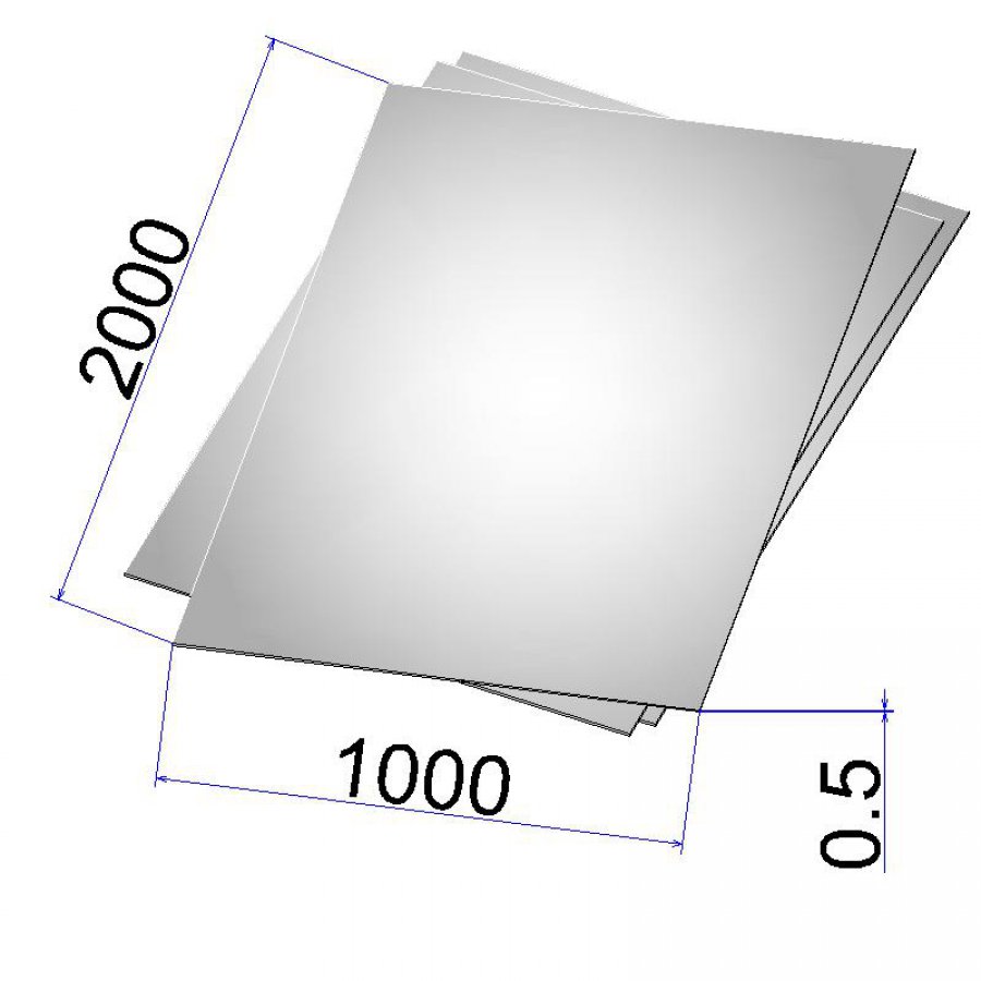 Лист стальной нержавеющий AISI 304 х/к зеркальный 0.5х1000х2000