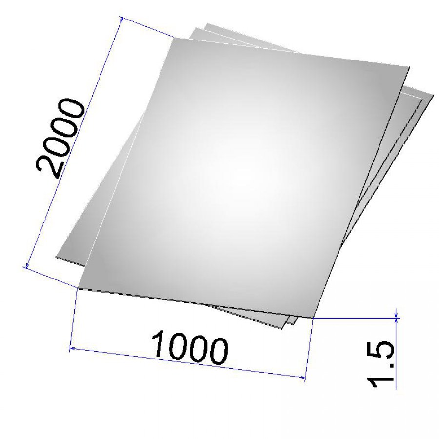 Лист стальной нержавеющий AISI 304 х/к зеркальный 1.5х1000х2000