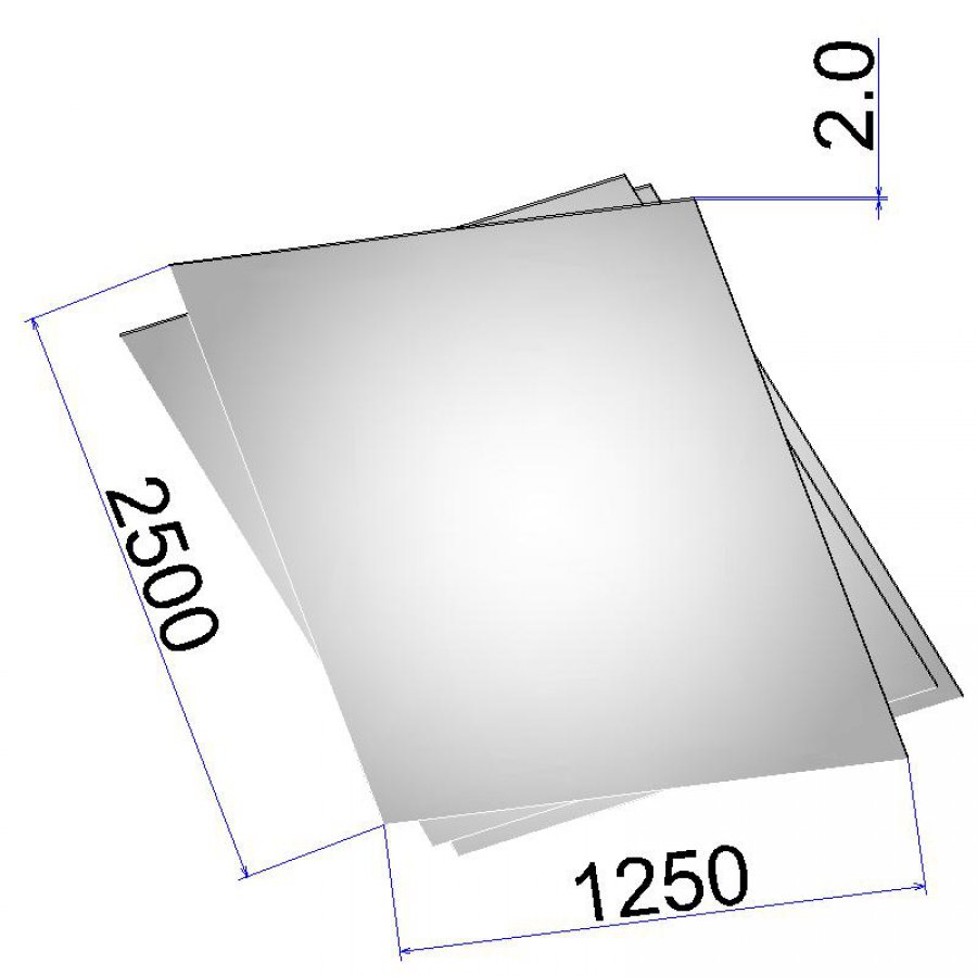 Лист стальной нержавеющий AISI 316L х/к зеркальный в пленке 2х1250х2500